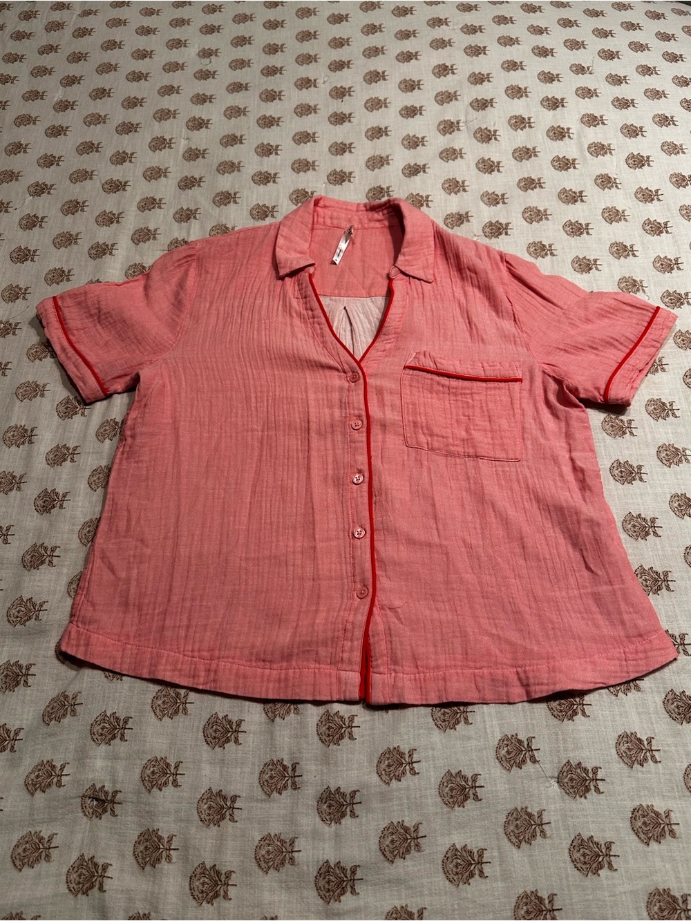 SOMA Short Sleeve PJ Top in Pink Size Medium